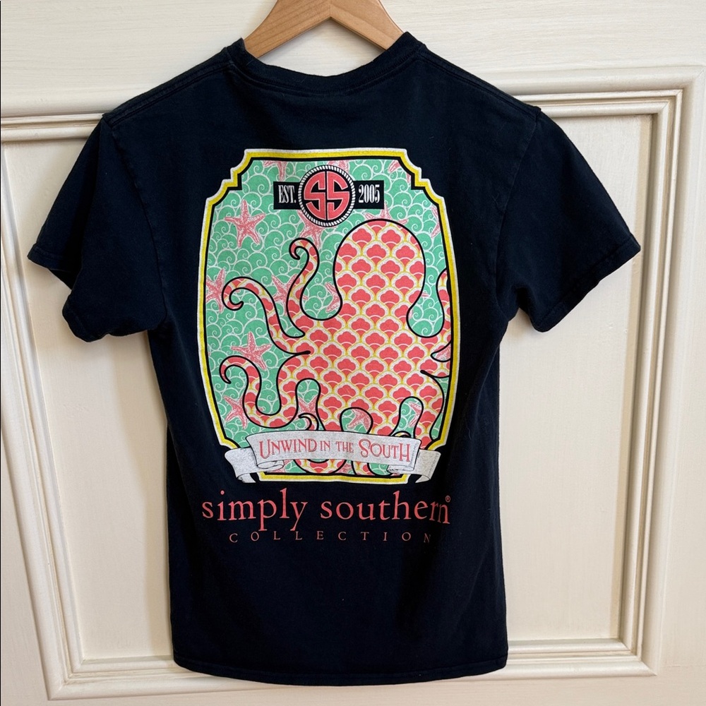 Simply Southern Kids Tee with Octopus Design - Black and Pink